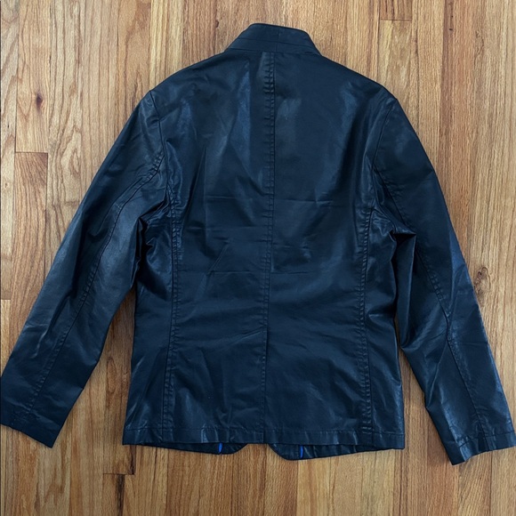 Kenneth Cole Reaction Men's Black Zip Jacket Blazer Mock Neck Sz Small Waxed - Picture 6 of 9